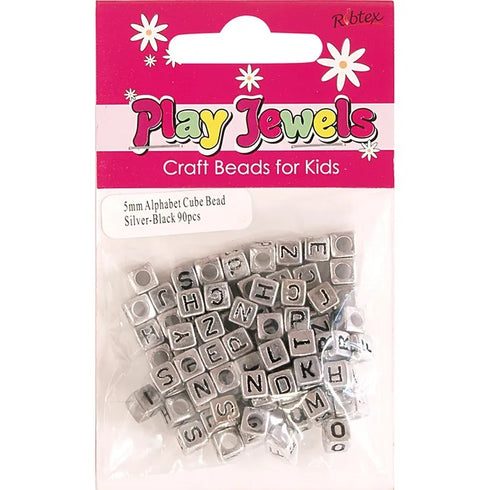 5mm Cube Alphabet Beads (available in 3 colours)